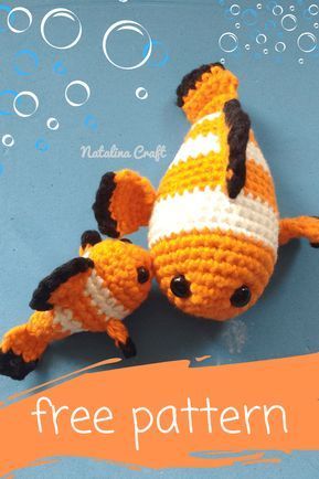 Corak Krusye, Crochet Fish Patterns, Crochet Sea Creatures, Crochet Fish, Crochet Animal Amigurumi, Confection Au Crochet, Pola Amigurumi, Crochet Animals Free Patterns, Clownfish