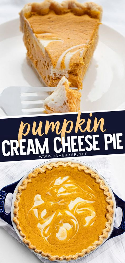 Punkin Pie Recipe, Sally Baking, Pumpkin Cream Pie Recipe, Cream Cheese Pie Recipes, Pumpkin Cream Pie, Cheese Pie Recipe, Cream Cheese Swirl, Pumpkin Cream Cheese Pie, Pumpkin Pie Recipe Easy