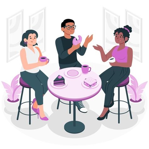 Social interaction concept illustration ... | Free Vector #Freepik #freevector #coffee #people #social #friends Socializing Drawing, Socializing Aesthetic, Simple Digital Art, Social Aesthetic, Narrative Therapy, Communication Pictures, Digital Art Programs, Social Pictures, Communication Illustration