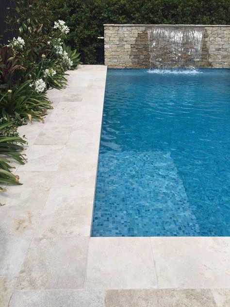 Travertine Pool Decking, Travertine Patio, Villa Marrakech, Pool Paving, Backyard Pool Design, Bear Cave, Pool Inspiration, Pool Pavers, Florida Pool