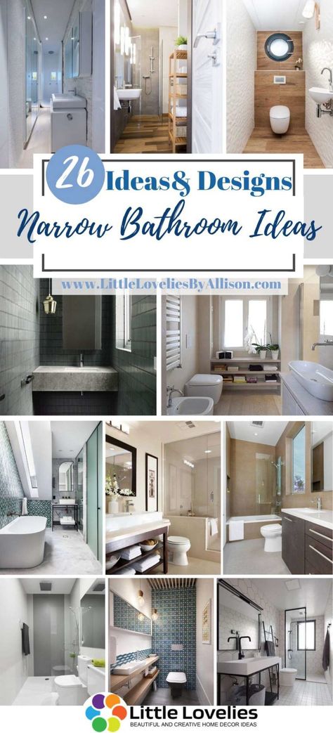 26 Narrow Bathroom Ideas That Are Trending In 2022 Bathroom Design Long And Narrow, Small Rectangular Bathroom Layout, Main Suite Bathroom Ideas, Bathroom Ideas Narrow Long, Master Bath Narrow Bathroom Layout, Narrow Bathroom Shower Ideas, Bathroom Narrow Long, Small And Long Bathroom Ideas, Long Narrow Master Bathrooms