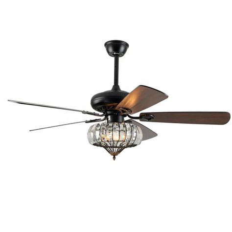 52" Ceiling Fan Light with Reversible Wood Blade Remote Control Arched Ceiling, Fan Chandelier, Crystal Ceiling Fan, Simple Chandelier, Retro Chandelier, 52 Inch Ceiling Fan, Chandelier Fan, Best Ceiling Fans, Ceiling Fan Light