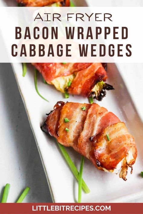 Bacon Wrapped Cabbage, Air Fryer Cabbage, Fryer Cabbage, Cabbage Wedges, Baked Cabbage, Easy Bacon, Cabbage Recipe, Cabbage And Bacon, Cooked Cabbage