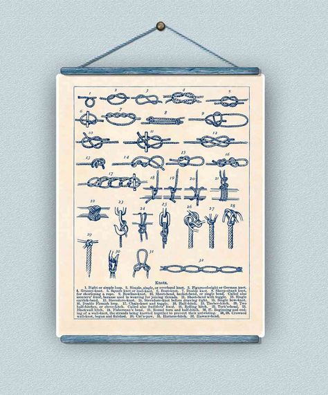 Sailor Knots Print, Nautical knots, Marine Knots Poster, Sailing club, Sail centers, Seaside Prints, Marine Wall Decor, Nautical art, 11x14 Marine Knots, Sailor Knot Bracelet, Nautical Knots, Sailor Knots, Gifts For Sailors, Blue Artwork, Knots Tutorial, Jewelry Knots, Nautical Home