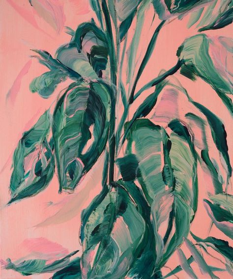 Oil Pastel Botanical, Oil Pastel Plants, Albrecht Durer Paintings, Abstract Oil Pastel, Green Study, Tropical Artwork, Oil Pastel On Canvas, Summer Exhibition, Japanese Bedroom