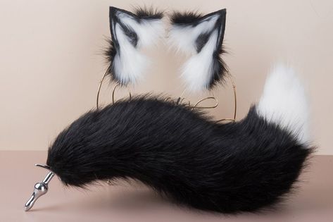 Wolf Ears And Tail, Fox Tail Plug, Cat Ears And Tail, Wolf Tail, Wolf Ears, Fox Tail, Pastel Goth Fashion, Romantic Videos Couples, Cat Tail