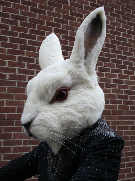 Rabbit Mask Diy, Rabbit Mask, Rabbit Fursuit, Mask Rabbit, Rabbit Head Mask, Creepy Bunny Mask, Rabbit Mask Creepy, Splicer Rabbit Mask, Weird Photography