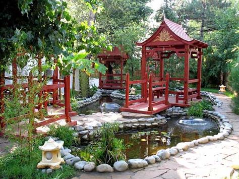 chinese garden design with small pond to feng shui house Lemon Decorating, Hairstyles Flower, Chinese Garden Design, Japanese Gardens Design Ideas, Japanese Garden Landscape, Japanese Tea House, Asian Landscape, Japanese Garden Design, Asian Garden