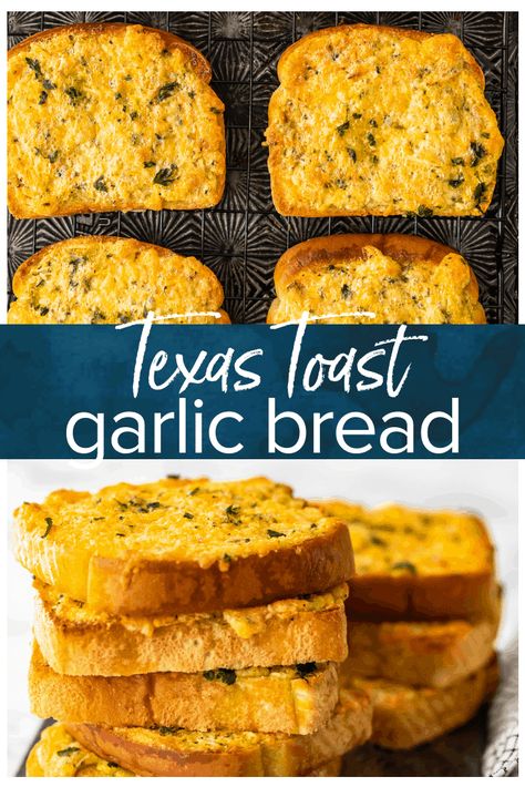 Cheesy Garlic Bread is the perfect appetizer or side dish for any meal! This Texas Toast Garlic Bread is nice and thick, and covered in butter, cheese, and garlic. Yum! Garlic Cheese Bread is exactly what you need for BBQ, pasta, steak, or any meal you can think of. Toast Garlic Bread, Pepperoni Pizza Casserole Recipe, Easy Garlic Bread Recipe, Texas Toast Garlic Bread, Bbq Pasta, Cheesy Garlic Bread Recipe, Homemade Garlic Bread, Garlic Cheese Bread, Cookie Rookie