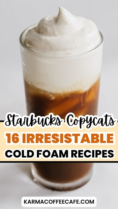 Want to enjoy Starbucks-style cold foam at home? Try these sweet cold foam recipes that bring the café experience to your kitchen. Simple, delicious, and perfect for your next iced coffee. Iced Coffee Recipe Vegan, At Home Fancy Coffee, Starbucks Recipes With Cold Foam, Iced Coffee Frother Recipe, Copycat Coffeemate Creamer, Starbucks Sweet Cold Foam Recipe, How To Make Starbucks Cold Brew At Home, Cold Espresso Recipes, How To Make Vanilla Sweet Cream Cold Foam