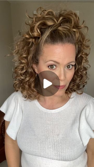 Check more at https://howcandothis.com/hairstyleideas/35581/ Mid Length Curly Hair Styles Half Up, Me And My Curls, Shoulder Length Curly Hair Half Up, Cute Ways To Style Curly Hair, Curly Hair Barrette Styles, Long Curly Updo Hairstyles, Up Do For Curly Hair, Easy Updos For Curly Hair, Short Curly Hair Updo Easy