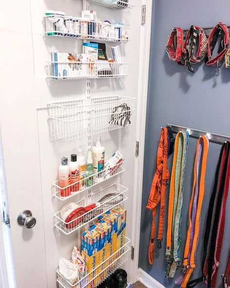 52 DIY Garage Storage Ideas to Stay On Top of the Clutter Dog Storage Closet, Garage Into Dog Room, Pet Closet Organization, Dog Gear Organization, Dog Storage Ideas, Pet Supply Organization, Dog Supplies Organization, Pet Closet, Command Station