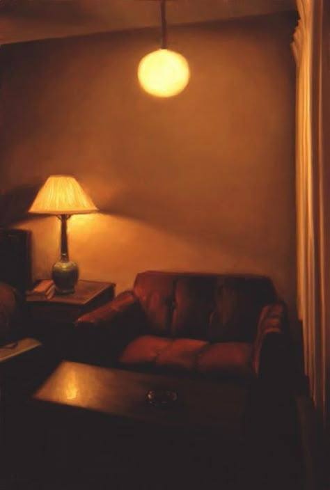 Night's Glow at the Old Motel--Carrie Graber Living Room Liminal Space, Old Motel Room Aesthetic, Old Motel Aesthetic, Motel Aesthetics Night, Motel Aesthetic, Old Motel, Lounge Aesthetic, Motel Room, Room Decoration Ideas