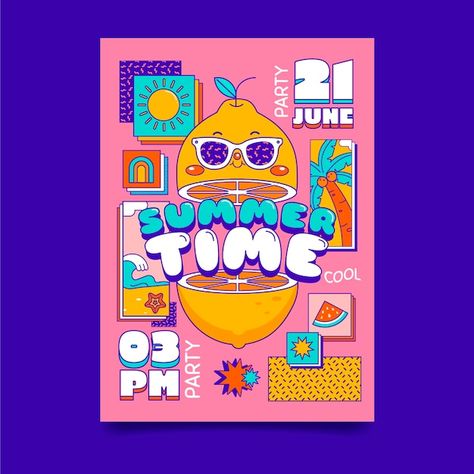 Summer Theme Design, Summer Vector Art, Vector Art Poster, Summer Concert Poster, Summer Party Graphic Design, Colorful Graphic Design Poster, Poster Vector Design, Summer Party Poster Design, Graphic Design Fun Poster