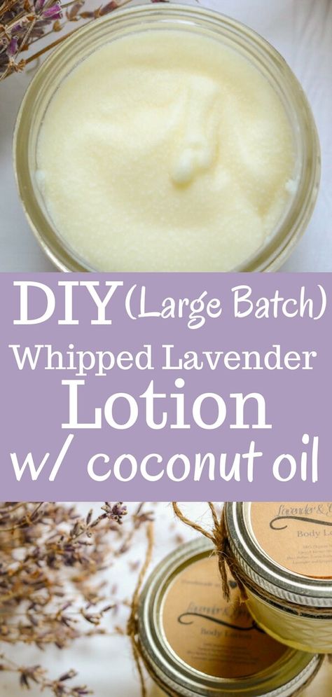 Lavender Infused Coconut Oil, Lavender Lotion Diy, Homemade Lotion Recipe, Lotion Coconut, Whipped Coconut Oil, Whipped Lotion, Coconut Lotion, Coconut Oil Lotion, Coconut Oil Body