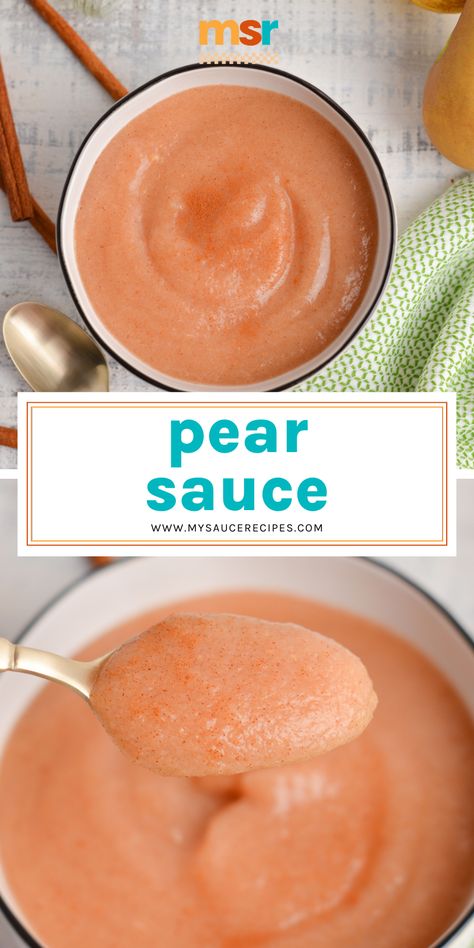 This pear sauce is a perfect substitute or switch-up from typical applesauce. Use it with sweet or savory dishes or all on its own. Homemade Pear Sauce, How To Make Pear Sauce, Freezer Pear Sauce Recipe, Pear Apple Sauce Recipes, Best Apple Sauce Recipe, Pear Bbq Sauce Recipe, Sliced Pears Recipes, Seckle Pear Recipes, Pear Sauce Crockpot