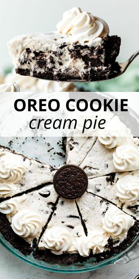 Cookies And Cream Pie, Creamy Cookies, No Bake Oreo Pie, Oreo Desserts, Oreo Pie, Oreo Dessert Recipes, Dessert Pie Recipes, Oreo Cream, Cream Cheese Pie