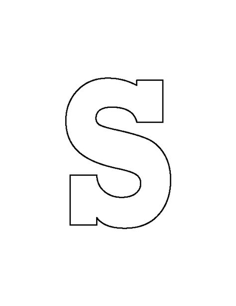 Lowercase letter S pattern. Use the printable outline for crafts, creating stencils, scrapbooking, and more. Free PDF template to download and print at http://patternuniverse.com/download/lowercase-letter-s-pattern/ S Printable Letter, Letter S Template, Free Printable Alphabet Templates, Letter Stencils To Print, Lettering Printable, Printable Outline, Letter Stencils Printables, Free Stencil Maker, S Template