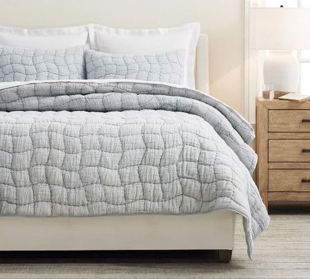 Cloud Linen Handcrafted Quilt & Shams | Pottery Barn Canada Cloud Bedding, Cloud Quilt, Pottery Barn Quilts, Pottery Barn Bedding, Dining Room Home Office, Percale Sheets, Linen Quilt, Quilted Sham, Look Vintage