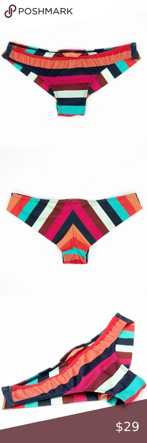 Colorful Striped Cheeky Swimsuit Bottoms Size Medium Summer Bikini Bottoms Cheeky Swimsuit Bottoms, Cheeky Swimsuit, Swimsuit Bottoms, Social Media Trends, Summer Bikinis, Bronze Metal, Swim Suit Bottoms, Metal Logo, Childrens Fashion