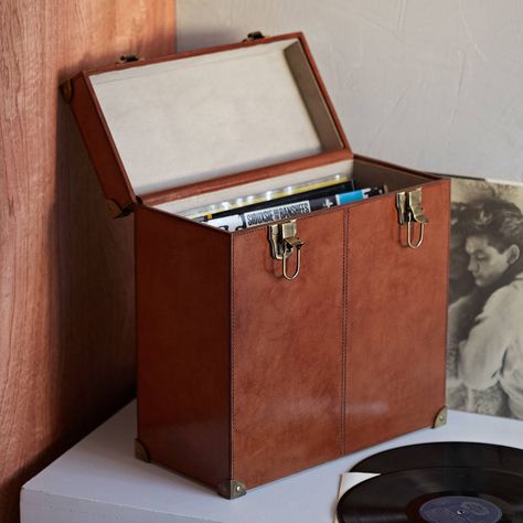 Leather Vinyl Storage Case Office Bin, Record Case, Trunk Boxes, Vinyl Collectors, Leather Storage, Wine Crate, Cufflink Box, Vinyl Record Storage, Storage Trunk