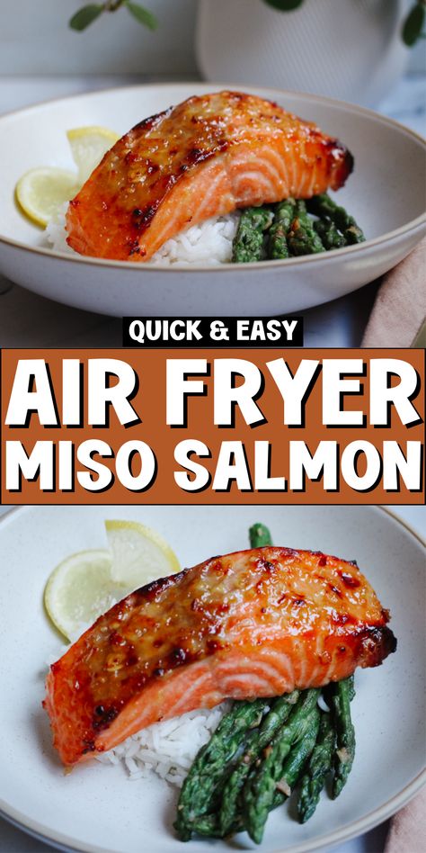 Elevate your Miso Salmon Air Fryer recipe! This miso salmon recipe features miso glazed salmon with a rich miso butter finish. Perfect for fans of salmon recipes and seafood recipes, this dish offers a delicious and nutritious option among seafood recipes healthy. Enjoy tender, marinated salmon with hints of salmon soy sauce in every bite. Ideal for quick cooking salmon methods, this dish is a standout among seafood dishes and salmon dishes in your collection of healthy recipes. Salmon Air Fryer, Miso Salmon Recipe, Easy Fish Dinners, Air Fryer Recipes Salmon, Miso Glazed Salmon, Miso Recipe, Miso Salmon, Salmon Soy Sauce, Miso Butter