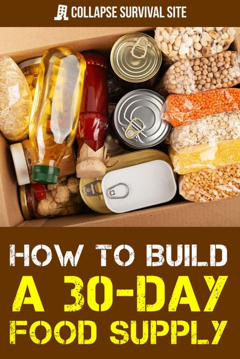 If you're new to food storage, a good way to start is by building a 30-day food supply. Here's what to consider and a list of foods. Survival Food List, Survival Prepping Diy, Emergency Preparedness Food Storage, Best Survival Food, Survival Food Storage, Prepper Food, Emergency Preparedness Food, Survival Foods, Bushcraft Shelter