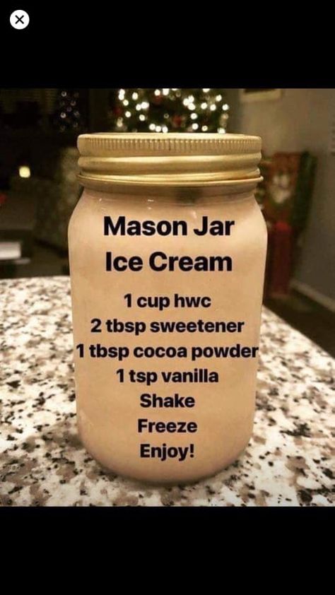 Ice Cream Mason Jars, Mason Jar Ice Cream Recipe, Ice Cream Keto, Mason Jar Ice Cream, Jar Ice Cream, Easy Ice Cream Recipe, Lazy Keto, Low Carb Ice Cream, Vanilla Shake