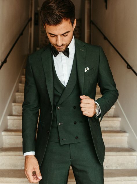 Man Costume Wedding, Wedding Suits Green, Costume Marie Homme, Wedding Costume Men, Wedding Suits Men Green, Green Suits, Business Casual Jacket, Costume Vert, Green Wedding Suit