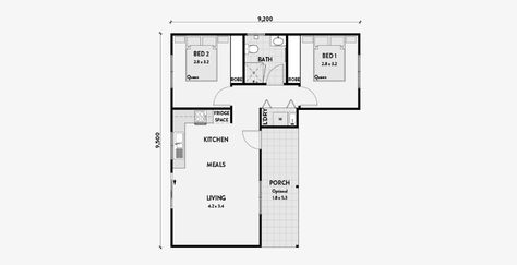 L Shaped Tiny House, Granny Flat Ideas, Small House Australia, Flat Floor Plan, Granny Flats Australia, Granny Flat Plans, L Shaped House Plans, U Shaped Houses, Flat Plan