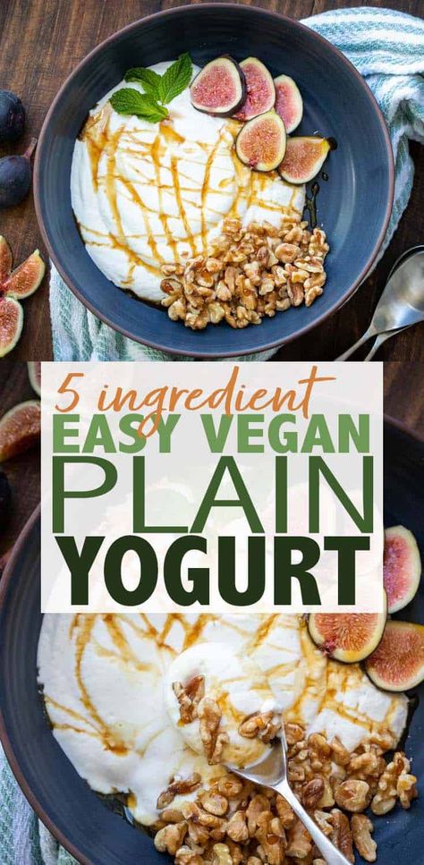 If you're looking for a no frills, no fancy ingredients, simple feed your cravings kind of treat, this easy vegan yogurt recipe is it! #dairyfreerecipes #veganbreakfasteasy Vegan Yogurt Recipe, Vegan Breakfast Easy, Yogurt Recipe, Vegan Yogurt, Healthy Clean Eating, Yogurt Recipes, Plain Yogurt, Vegan Breakfast Recipes, Vegan Eating