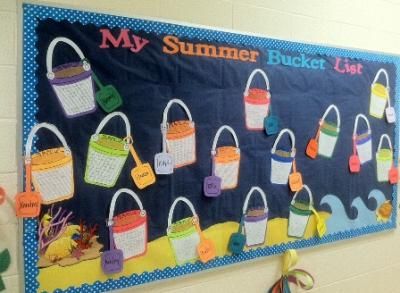 ocean bulletin board - pails and shovels Bulletin Ideas, Summer Bulletin Boards, Preschool Bulletin, Preschool Bulletin Boards, Toddler Classroom, Bulletin Board Display, Summer Bucket List, Classroom Bulletin Boards, End Of School Year