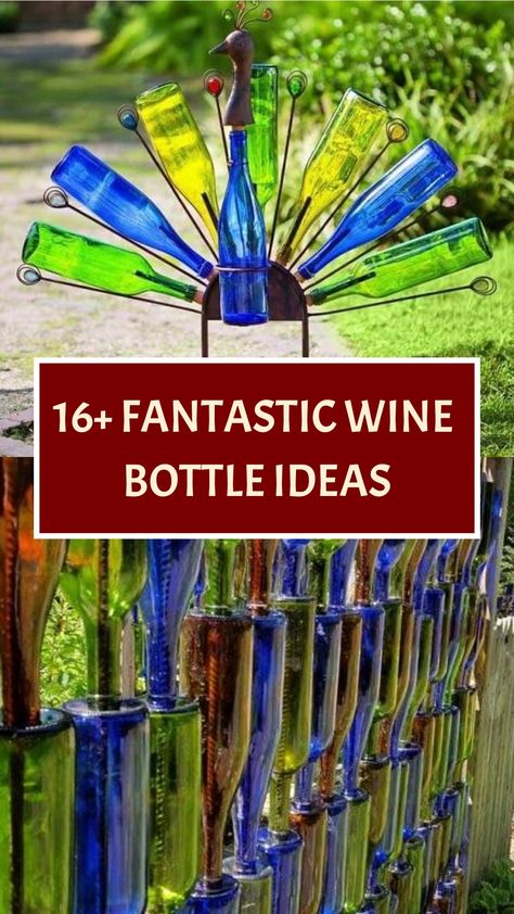 Elevate your outdoor space with creative wine bottle projects! Upcycle wine bottles into charming planters, elegant torches, or sparkling edging for a touch of sophistication. Embrace sustainability by transforming your garden into an enchanting oasis with the beauty of repurposed bottles. Enjoy the captivating charm these ideas bring to your outdoor living area! Repurpose Wine Bottles, Wine Bottle Ideas, Wine Bottle Fence, Empty Wine Bottle Crafts, Wine Bottle Chimes, Glass Bottle Candles, Upcycled Wine Bottles, Bottle Chimes, Wine Bottle Trees