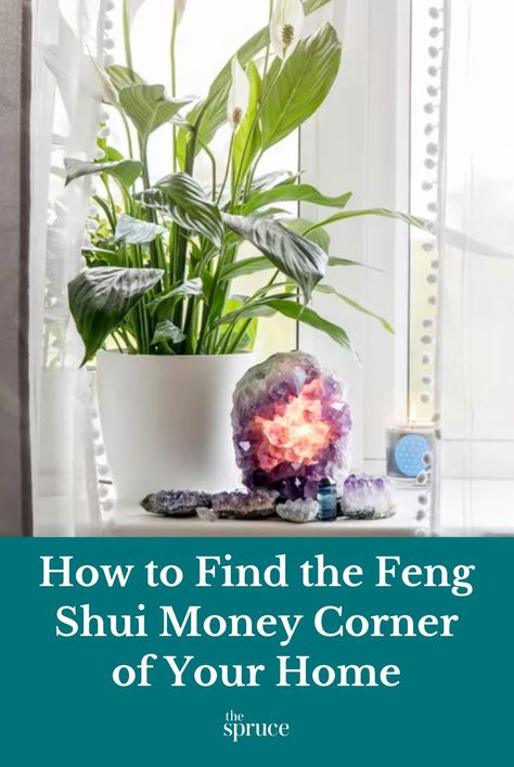 One of the most popular feng shui topics is wealth. Learn about how to find and activate the abundance, money, or wealth corner of your home. #fengshuiapartment #goodvibes #firstapartmentchecklist #apartmentdecoratingonabudget #smallspacedecorating #thespruce Feng Shui Abundance Corner, Money Corner Feng Shui Decor, Feng Shui Wealth Corner Decor, Money Bowl Feng Shui, Feng Shui New Home, Feng Shui Love Corner, Feng Shui Living Room Colors, Feng Shui Money Bowl, Abundance Altar