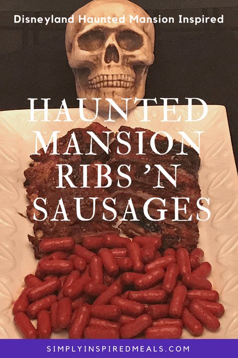 Ribs For Halloween, Halloween Ribs Food, Halloween Ribs And Sausage Skeleton, Halloween Dinner Main Course, Halloween Party Main Dish, Halloween Party Main Dish Ideas, Fall Themed Dinner Ideas, Halloween Main Dishes Ideas, Haunted Mansion Dinner