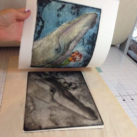 Printing with Drypoint and Collagraph on the Same Print - Belinda Del Pesco Collagraph Printmaking, Drypoint Etching, Relief Printmaking, Art Demo, Mermaid Swimming, Relief Printing, Kids Art Class, Cross Hatching, Mermaid Print