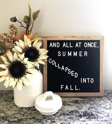 125 Likes, 8 Comments - Katie (@thisthankfulhome) on Instagram: “You guys, I'm done. I'm in a fall frame of mind and I'm not even mad about it. I mean, maybe a…” Letterboard Ideas, Letterboard Signs, August Quotes, Letterboard Quotes, Command Centers, Message Board Quotes, Felt Boards, Witty Remarks, Fall Frames