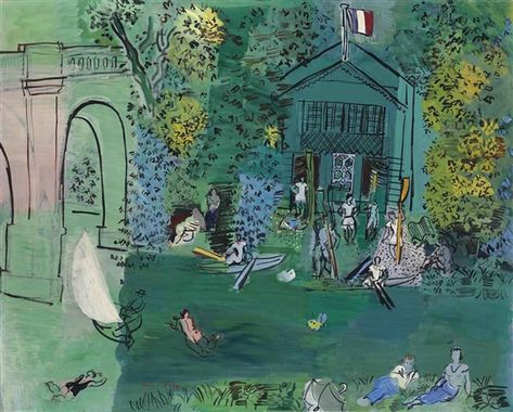 Raoul Dufy - La Marne, Circa 1925, oil on canvas Boat Artwork, Raoul Dufy, Creative Review, Landscape Artwork, Cubism, Abstract Artists, Art Moderne, Van Gogh, Oil On Canvas