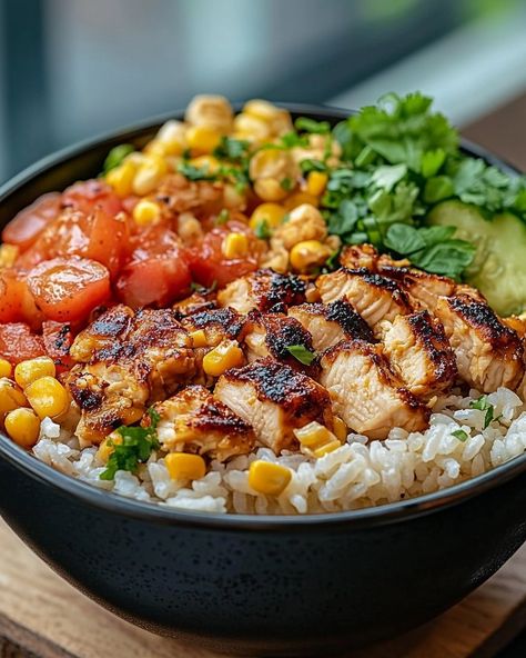 🌽 Street Corn Chicken Rice Bowl 🌽 Packed with vibrant flavors and zesty goodness, this bowl is the perfect balance of protein, veggies, and zest for a fresh, satisfying meal! 🍗 Ingredients 🍗 - For the Chicken: • 1.5 lbs boneless, skinless chicken breasts or thighs • 2 tablespoons olive oil • 2 tablespoons lime juice • 2 teaspoons chili powder • 1 teaspoon ground cumin • 1 teaspoon smoked paprika • 1/2 teaspoon garlic powder • 1/2 teaspoon onion powder • Salt and black pep... Postpartum Dinner, Street Corn Chicken, Chicken Cilantro, Chinese Chicken Salad Recipe, Chicken Rice Bowl, Protein Veggies, Corn Chicken, Lime Rice, Healthy Food Dishes