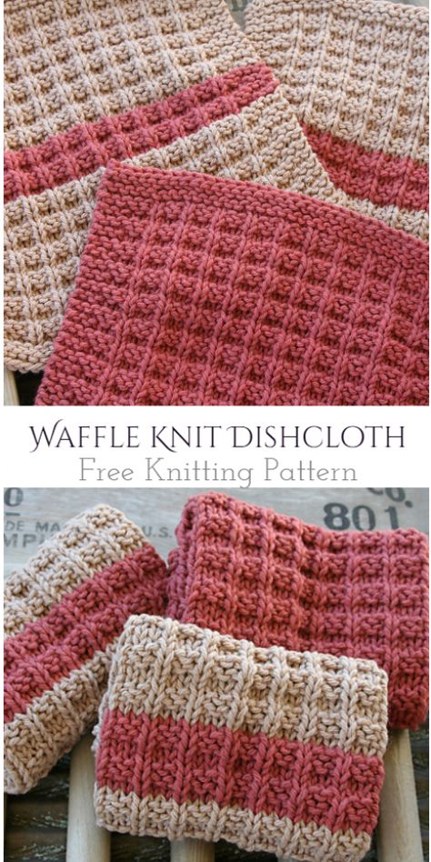 Knit Waffle Washcloth Free Knitting Patterns #knitting #knittingideas #knittingpattern Knitting Pattern For Dishcloth, Knitted Waffle Stitch Dishcloth, Waffle Stitch Dishcloth Free Pattern, Knitting Pattern Dishcloth Free, Knit Cotton Pattern, Knitting Waffle Stitch, Waffle Stitch Knitting Free Pattern, Crochet Dishcloths Free Patterns Easy Video, Kitchen Knitting Patterns