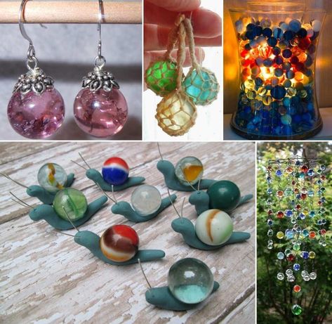 Diy Marble Crafts, Baked Marbles, Marble Crafts, Marbles Crafts, Garden Spheres, Garden Globes, Colorful Wreath, Diy Marble, Marble Jewelry