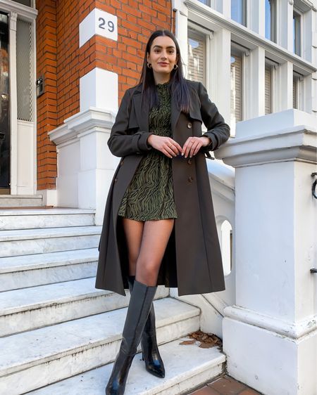 Mini Skirt And Tights, Dress With Coat, January Outfits, Skirt And Tights, Winter January, Check Mini Skirt, Boots 2023, Mini Boots, London Style