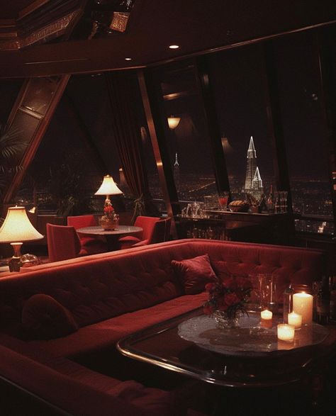 Hedonistic Interior Design, 90s Interior Design, Romantic House, Lounge Aesthetic, Red Apartment, 90s Interior, 80s Interior Design, 80s House, 80s Interior