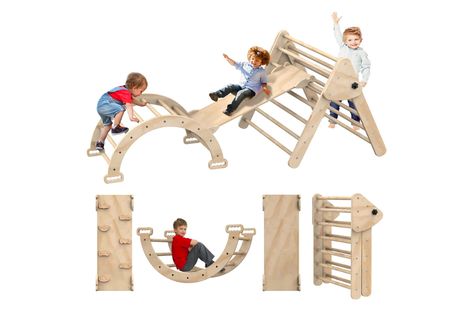 Baby Climbing Toys, Climbing Toys For Toddlers, Toddler Climbing Toys, Montessori Climbing, Wooden Play Gym, Toddler Montessori, Toddler Climbing, Spatial Awareness, Pikler Triangle