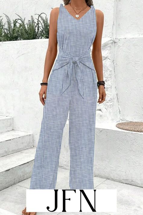 Get Exclusive 20% Off Now! CODE: GG20. Buy smart and save big with our limited-time women's clothing promotions. Shop now for timeless Grace and glamour. Womens Dress Tops, Fall Pants, Cotton Jumpsuit, Casual Summer Tops, Striped Jumpsuit, Long Jumpsuits, Casual Jumpsuit, Casual Stripes, Sleeveless Jumpsuits