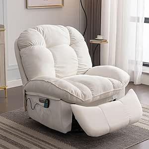 The chair version of the VIRAL Cloud Couch! This chair reclines, has a massage and heating seat function, 2 USB ports, as well as a large side pocket for personal items! This chair also swivles 270 degrees around! Get yours today using the link below! Modern Recliner Chairs, Oversized Recliner, Swivel Recliner Chairs, Swivel Rocker Recliner Chair, Modern Recliner, Power Recliner Chair, Comfy Living Room, Chair Swivel, Recliner Chairs