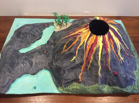 Top View Paper Mache Volcano Diy Volcano Projects, Paper Mache Volcano, Volcano Science Projects, Volcano Project, Make A Volcano, Volcano Model, Volcano Projects, Cool Tricks, Paper Mache Projects