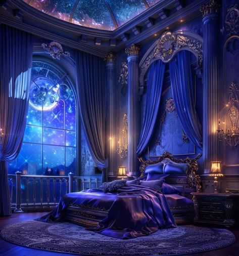 Moon Bedroom Aesthetic, Goddess Background, Arabian Nights Bedroom, Goddess Bedroom, Fantasy Bedrooms, Fantasy Places Art, Royal Room, Royal Bedroom, Castle Bedroom