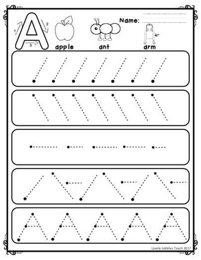 Handwriting Strokes to Practice the Alphabet by Lovely Jubblies Teach Abc Worksheets Preschool Handwriting Practice, Free Printable Alphabet Letters A-z, Strokes Worksheet For Kids, Alphabet Worksheets Preschool Activities, Tracing Letters Preschool Free Printable, Letter A Worksheets For Preschool, Handwriting Strokes, Kindergarten Handwriting Practice, Abc Writing