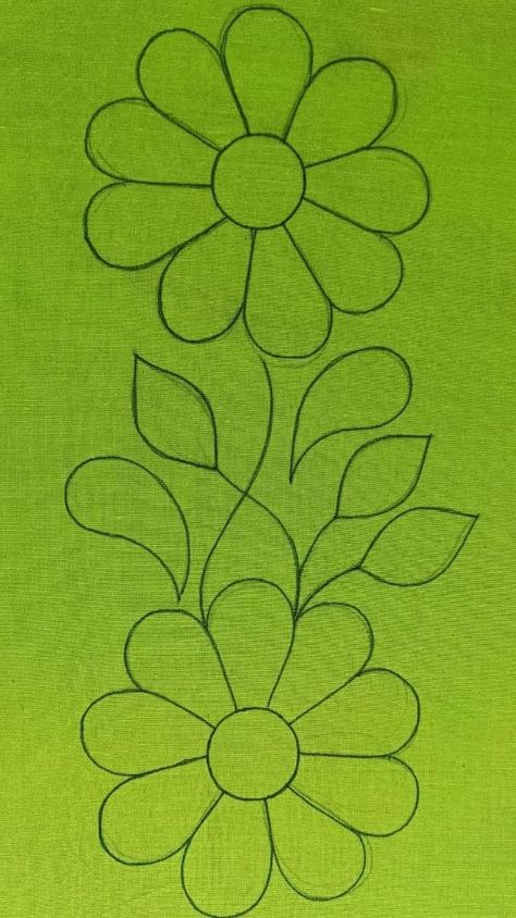 Tracing Designs For Painting, Easy Big Flower Drawings, Flowers Blouse Design, Embroidery Tutorial Flower, Aari Embroidery Patterns, Aari Flower Design, Aari Designs For Tracing, Phulkari Embroidery Designs Pattern, Emrodari Design